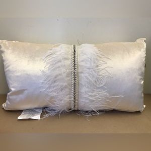 Callisto Home Rhinestones Feathers Velvet Accent Pillow